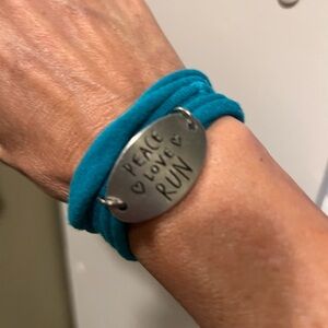 Teal “Run” Bracelet with Silver Plate